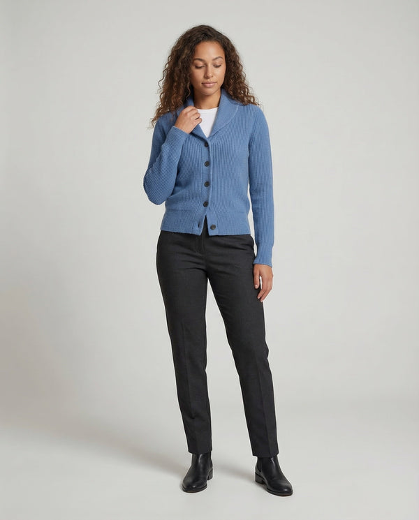 Women's Knit Cardigan with Lapel Collar