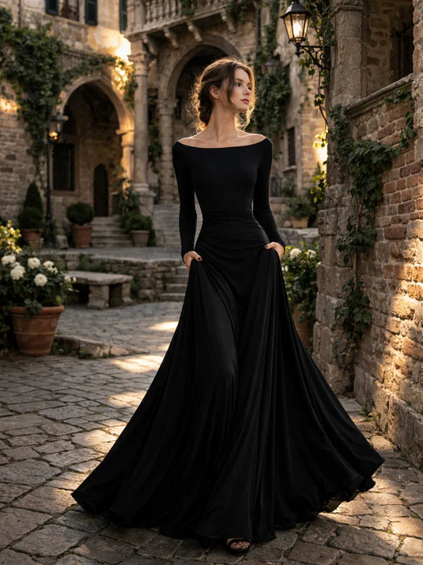 Women's Off-Shoulder Fitted Maxi Dress Evening Gown