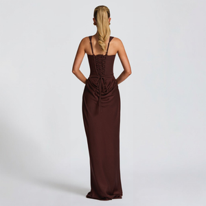 Women's Elegant Bodycon Maxi Dress with Draped Waist Detail
