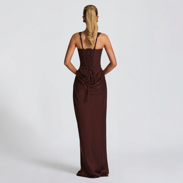 Women's Elegant Bodycon Maxi Dress with Draped Waist Detail