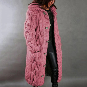 Women's Oversized Cable Knit Button Cardigan