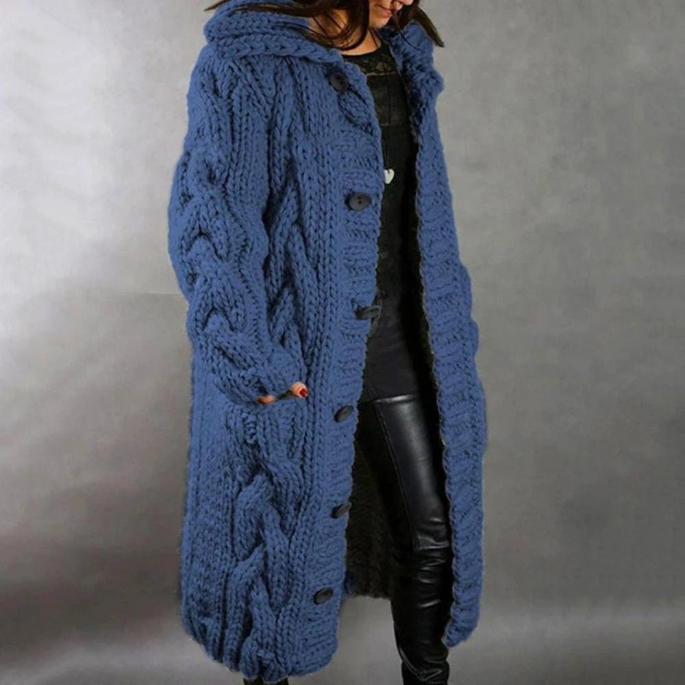 Women's Oversized Cable Knit Button Cardigan
