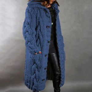 Women's Oversized Cable Knit Button Cardigan