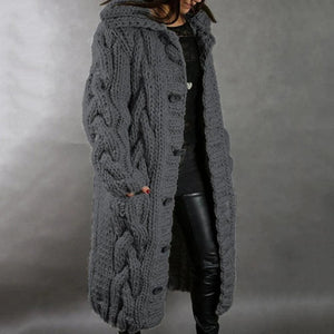 Women's Oversized Cable Knit Button Cardigan