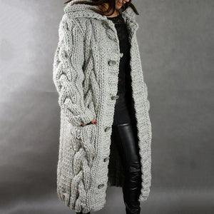 Women's Oversized Cable Knit Button Cardigan