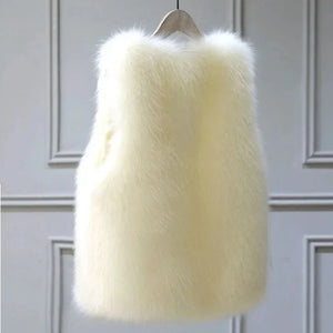 Elegant Sleeveless Faux Fur Open Front Vest for Women