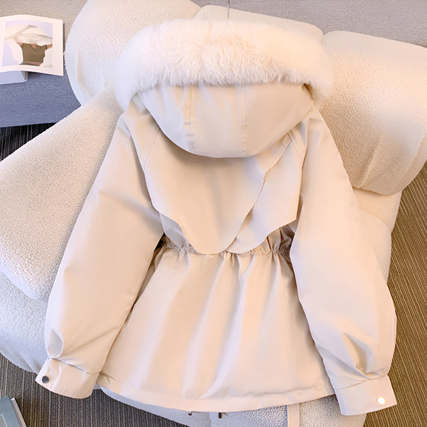 Women's Winter Coat Drawstring Waist Faux Fur