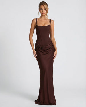 Women's Square Neckline Draped Waist Maxi Dress