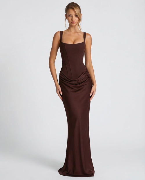 Women's Square Neckline Draped Waist Maxi Dress