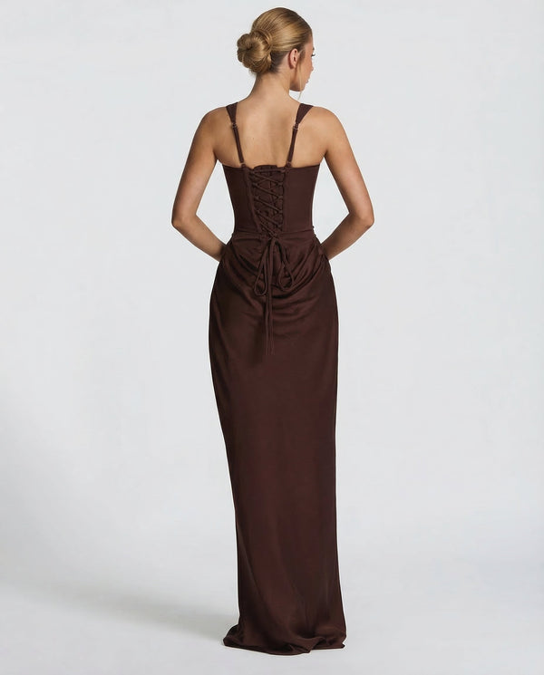 Women's Square Neckline Draped Waist Maxi Dress