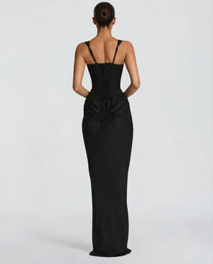Women's Square Neckline Draped Waist Maxi Dress
