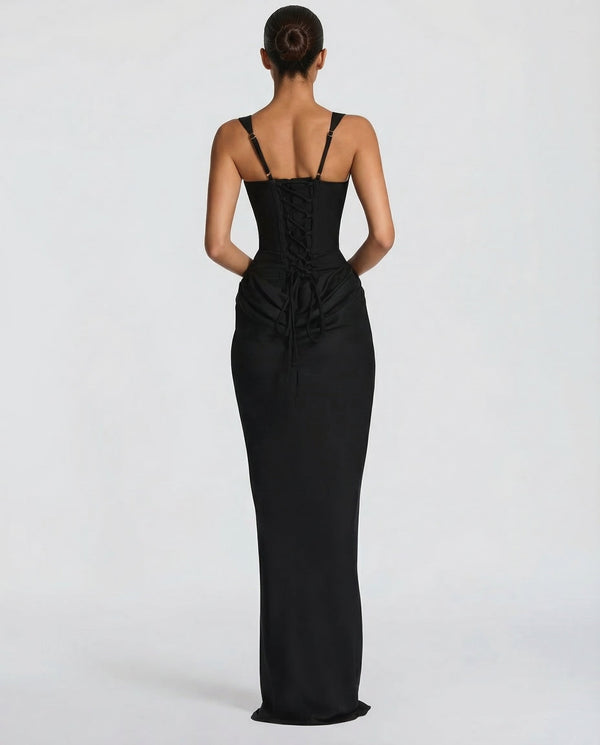Women's Square Neckline Draped Waist Maxi Dress