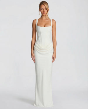 Women's Square Neckline Draped Waist Maxi Dress