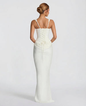 Women's Square Neckline Draped Waist Maxi Dress