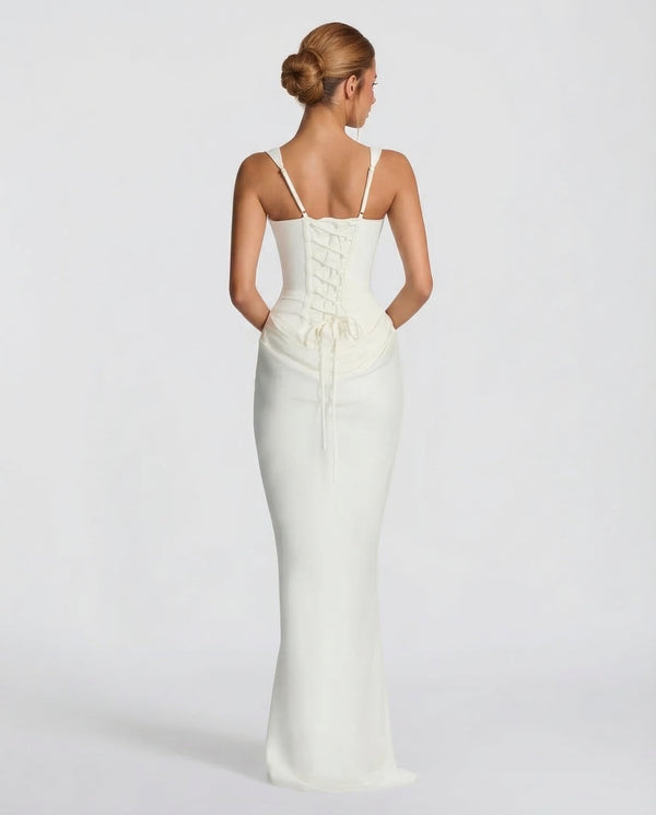 Women's Square Neckline Draped Waist Maxi Dress