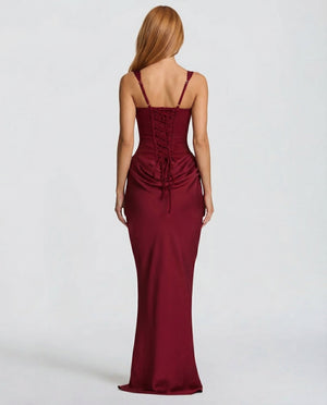 Women's Square Neckline Draped Waist Maxi Dress