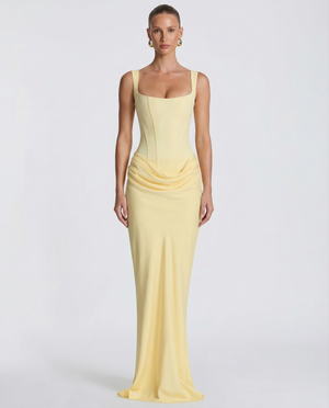 Women's Square Neckline Draped Waist Maxi Dress
