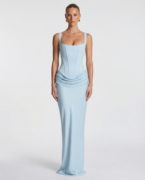 Women's Square Neckline Draped Waist Maxi Dress