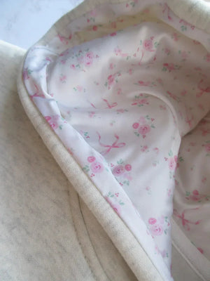 Women's Cream Hoodie with Pink Bow Detail