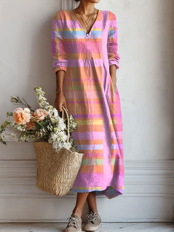 Women’s Floral Print V Neck Boho Midi Dress