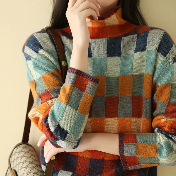 Color Block Knit Sweater for Women