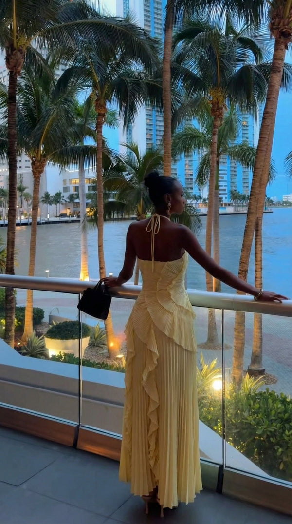 Women's Halter Neck Asymmetric Maxi Dress