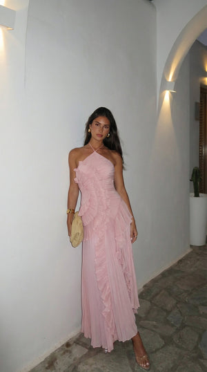 Women's Halter Neck Asymmetric Maxi Dress
