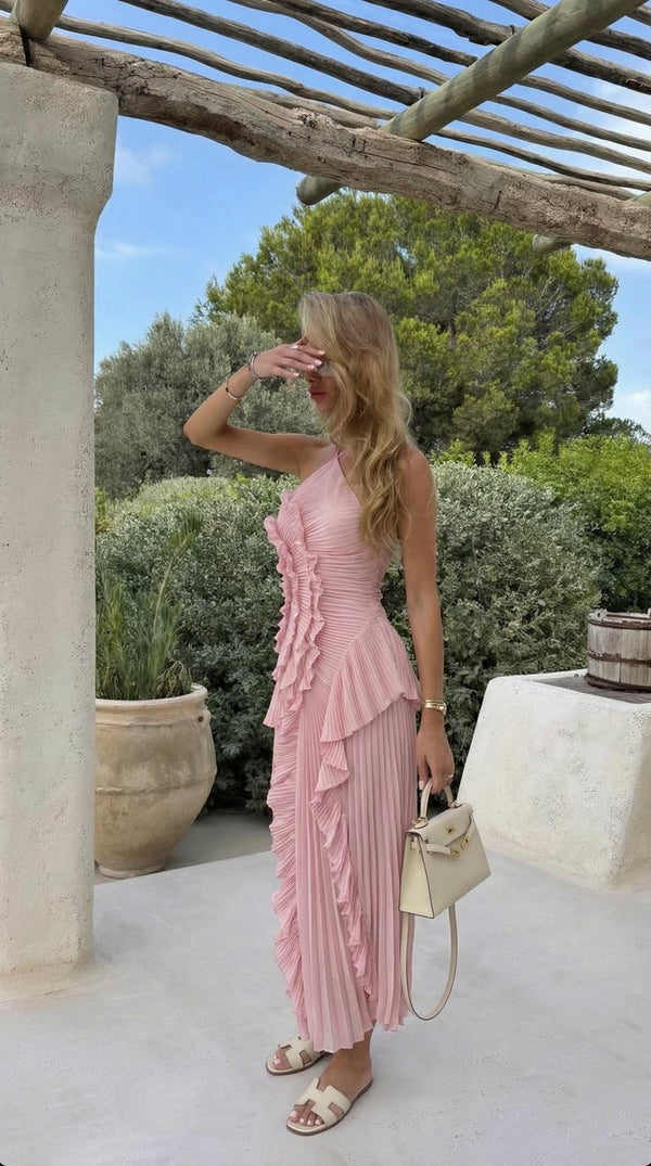 Women's Halter Neck Asymmetric Maxi Dress