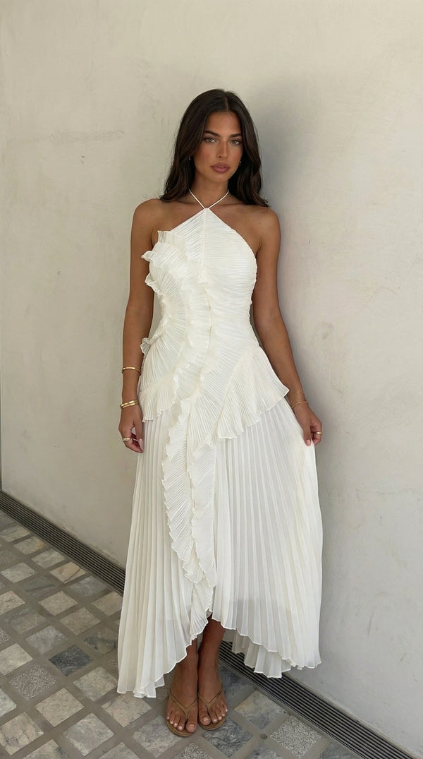Women's Halter Neck Asymmetric Maxi Dress