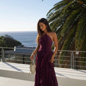 Women's Halter Neck Asymmetric Maxi Dress