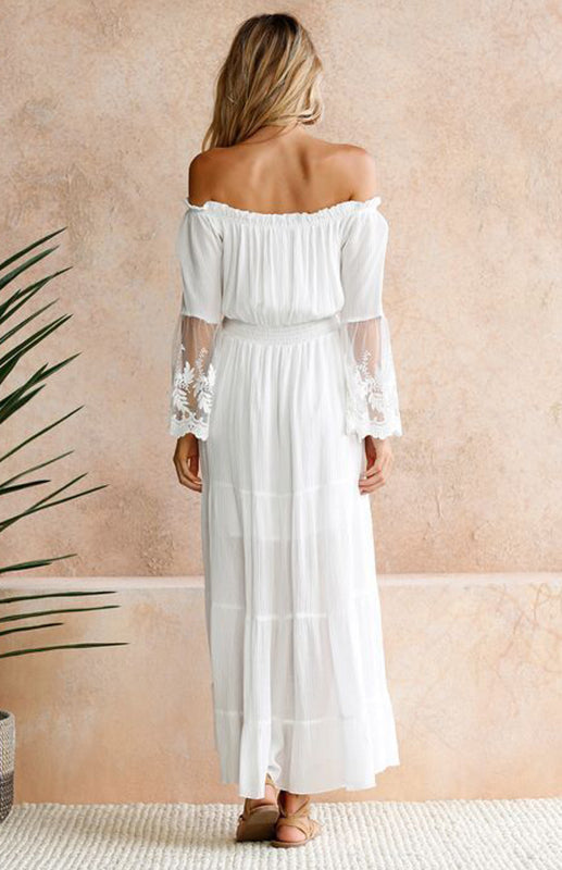 Vestido maxi bohemio para mujer con hombros descubiertos