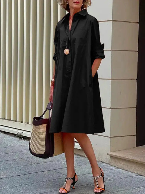 Vestido midi elegante de mujer de manga larga