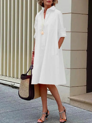 Vestido midi elegante de mujer de manga larga