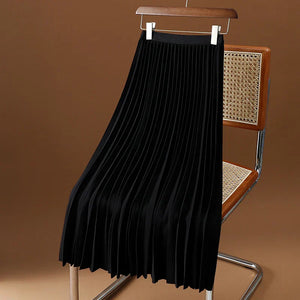 Elegant Pleated Elastic Waist Midi Skirt