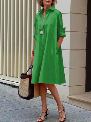 Vestido midi elegante de mujer de manga larga