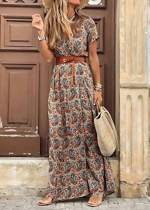 Women’s Floral Boho Split Hem Maxi Dress