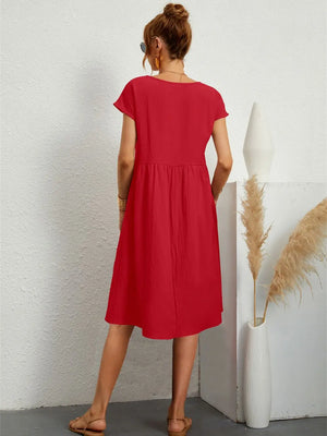 Women’s Casual Relaxed Midi Short Sleeve Dress