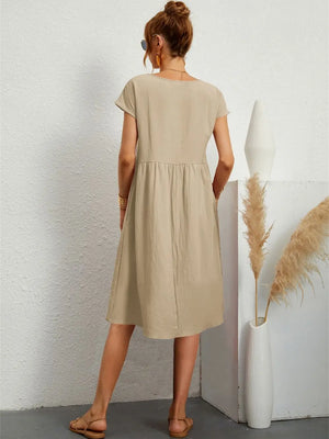 Women’s Casual Relaxed Midi Short Sleeve Dress