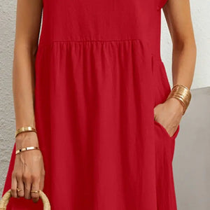 Women’s Casual Relaxed Midi Short Sleeve Dress