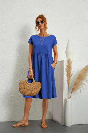 Women’s Casual Relaxed Midi Short Sleeve Dress
