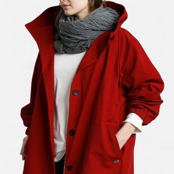 Casual Button-Up Hooded Longline Coat