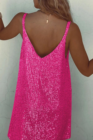 Sparkling V-Back Sequin Mini Dress
