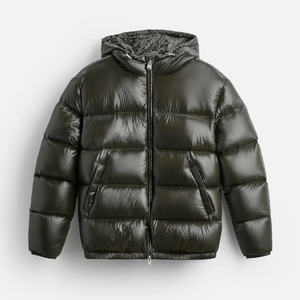 Men's Oversized Quilted Fleece Jacket with Hood