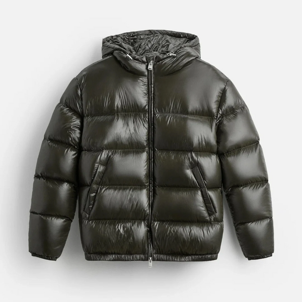 Men's Oversized Quilted Fleece Jacket with Hood