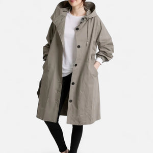 Casual Button-Up Hooded Longline Coat
