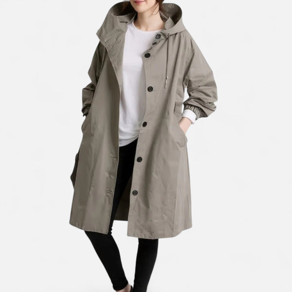 Casual Button-Up Hooded Longline Coat