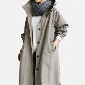 Casual Button-Up Hooded Longline Coat