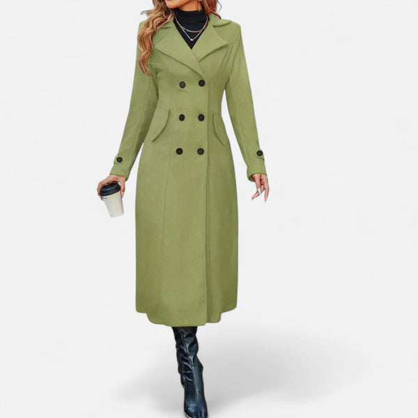 Elegant Double Breasted Long Trench Coat