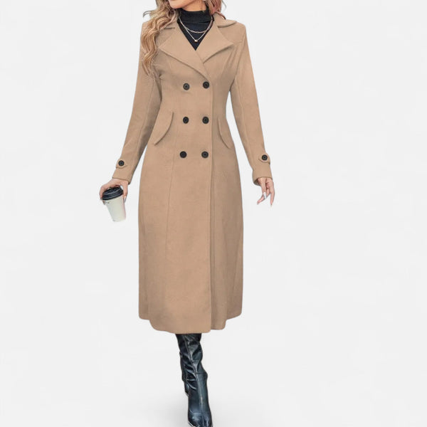 Elegant Double Breasted Long Trench Coat