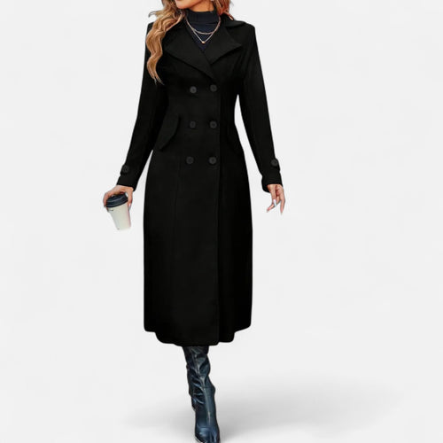 Elegant Double Breasted Long Trench Coat